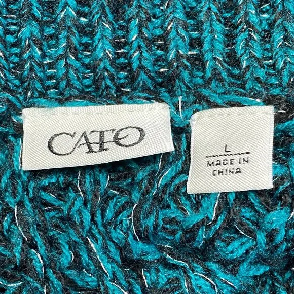 Cato Women Large Short Sleeve Sweater Open Front Roll Tab Decorative Sleeve - Picture 10 of 14